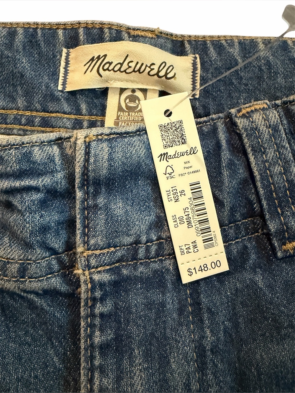 NWT: Madewell Tapered Denim Trousers, Size W 26 - Picture 8 of 13